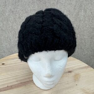 The North Face Beanie Unisex OS Black Cable Knit Wool Blend Fleece Lined Hat